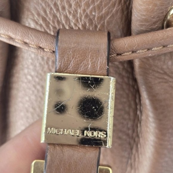 Michael Kors Leather Crossbody Bag Women's Brown Pebble Tassels Logo Small - Picture 7 of 13